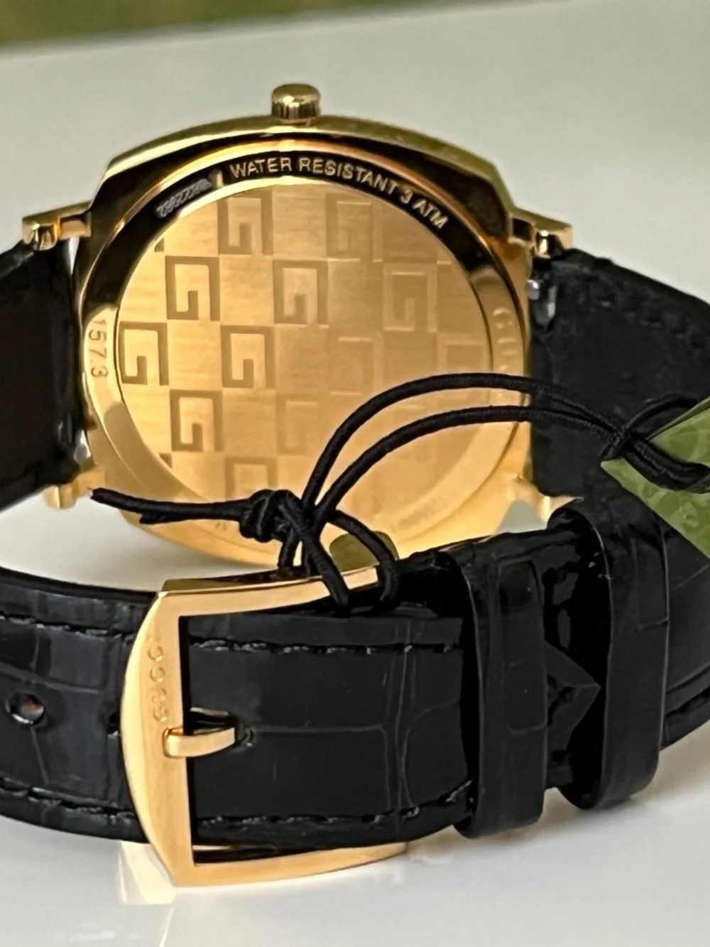 Gucci Grip YA157446 Yellow Gold PVD case 3 Window Stainless Steel Alligator Blac